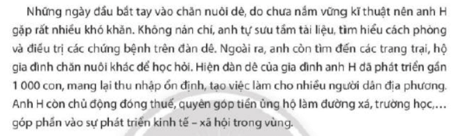 Em hãy xác định những việc làm của anh H thể hiện trách nhiệm 