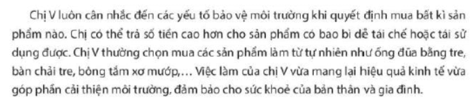 Chị V đã thể hiện vai trò chủ thể tiêu dùng của mình như thế nào