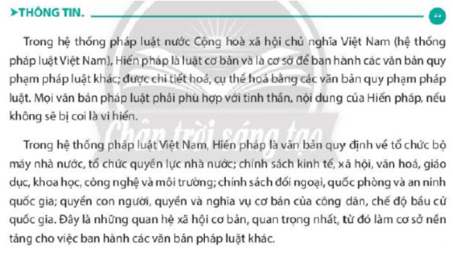 Nêu vị trí của Hiến pháp trong mối quan hệ với các văn bản quy phạm pháp luật