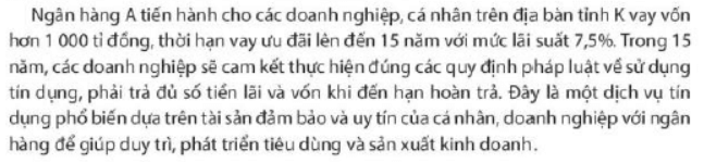 Từ trường hợp trên, em hãy cho biết một số đặc điểm của tín dụng