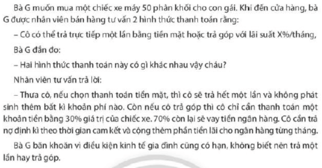 Em hãy cho biết việc mua hàng bằng tiền mặt và tín dụng có gì khác nhau