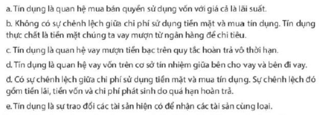 Tín dụng là quan hệ mua bán quyền sử dụng vốn với giá cả là lãi suất