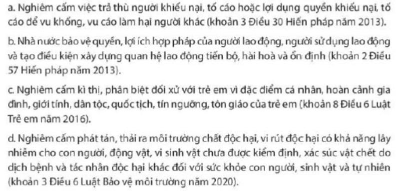 Em hãy xác định các đặc điểm của pháp luật trong các quy định dưới đây