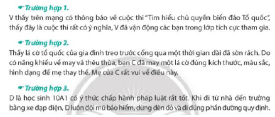 Em có nhận xét gì về hành vi của các nhân vật trong ba trường hợp nêu trên