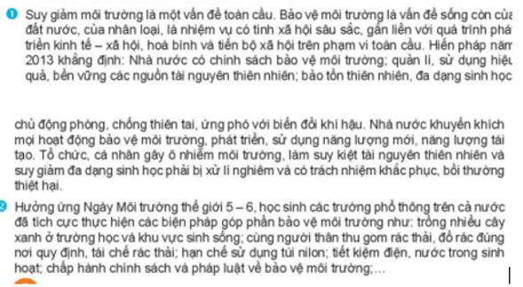 Theo em, tại sao Hiến pháp có nội dung về môi trường?