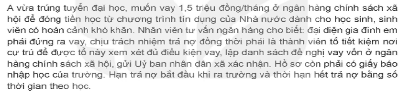 Vì sao A có thể vay tiền ở ngân hàng chính sách xã hội?