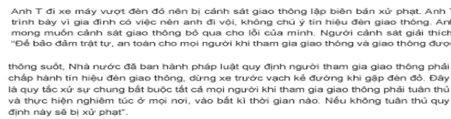 Người cảnh sát giao thông có nên bỏ qua lỗi của anh T không? Vì sao?