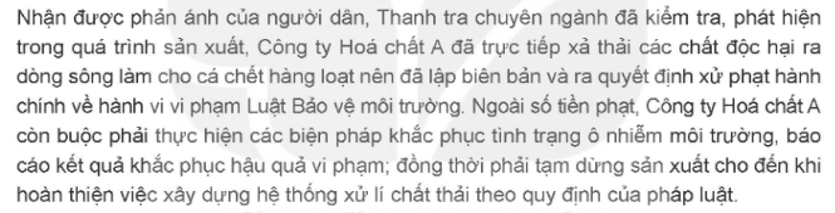 Hành vi xả thải chất độc vào môi trường của Công ty Hóa chất A