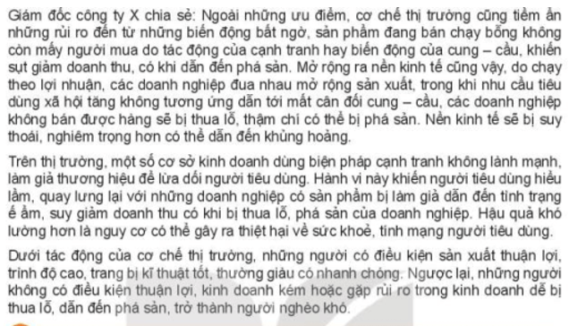 Theo em, ngoài những nhược điểm trên, cơ chế thị trường còn có những nhược điểm nào khác