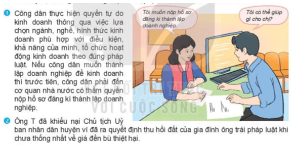 Trong bức tranh trên, người phụ nữ đã sử dụng pháp luật như thế nào