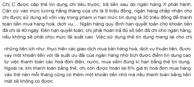 Ngân hàng đã tiến hành cho vay thông qua việc cấp thẻ tín dụng cho chị C như thế nào?