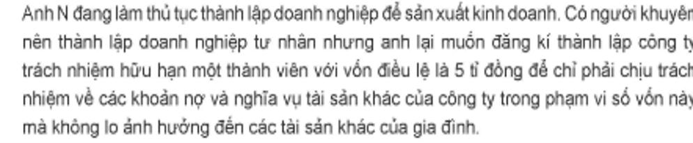 Việc lựa chọn mô hình công ty trách nhiệm hữu hạn một thành viên mang lại những lợi ích gì cho anh N