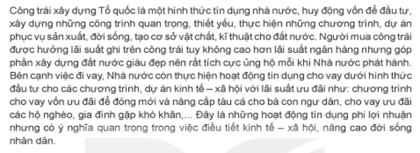 Em hãy nêu mục đích và đặc điểm của tín dụng nhà nước được thể hiện trong thông tin trên