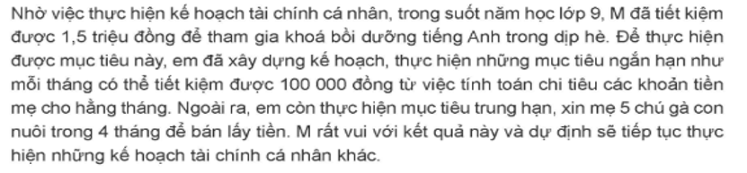 Em hãy đọc tiếp câu chuyện của M để trả lời câu hỏi