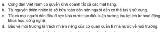 Em hãy cho biết các ý kiến sau đây đúng hay sai? Vì sao?