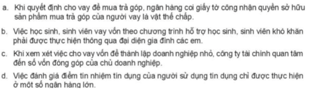 Em có nhận xét về việc thực hiện các dịch vụ tín dụng của các tổ chức tín dụng