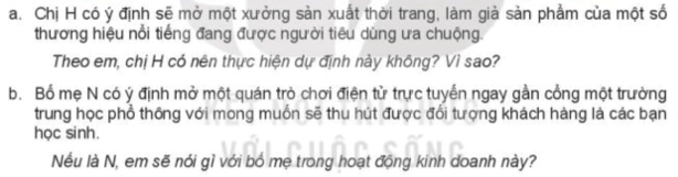 Em hãy đưa ra lời khuyên cho các nhân vật trong tình huống sau đây