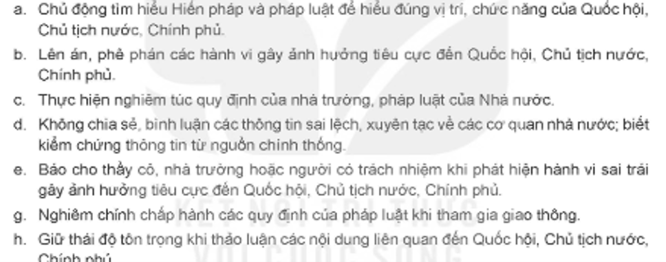 Việc làm nào sau đây thể hiện ý thức, trách nhiệm công dân của học sinh
