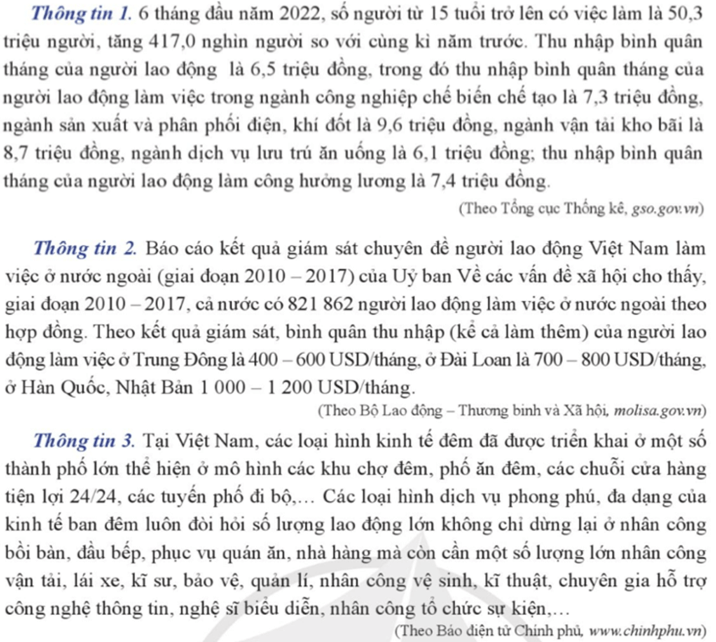 Từ thông tin 1, 2, em hãy cho biết người lao động nhận được gì