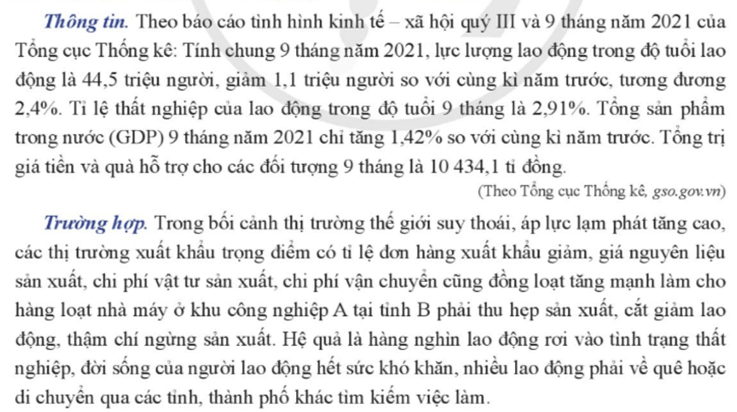 Từ thông tin trên, em hãy cho biết thất nghiệp đã ảnh hưởng thế nào