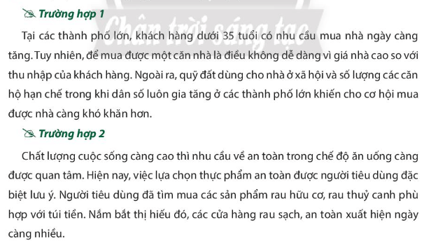 Em hãy xác định các nhân tố ảnh hưởng đến cầu trong các trường hợp trên