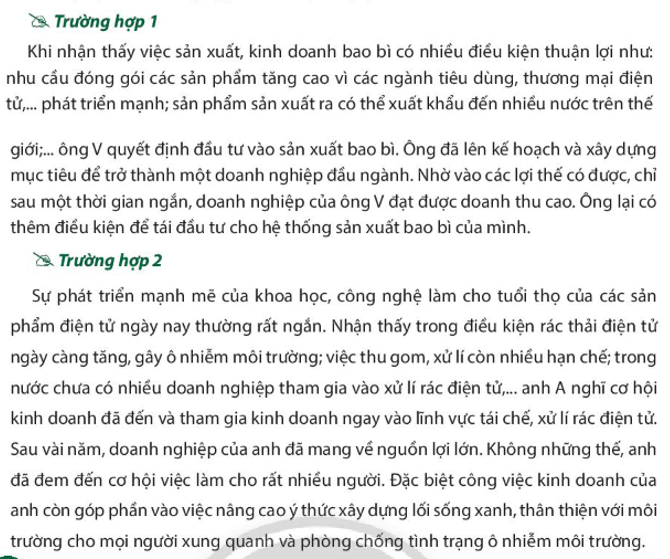 Cho biết những điều kiện cần thiết để dẫn đến một cơ hội kinh doanh