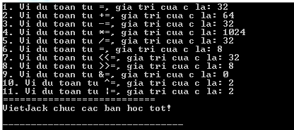 Toán tử gán trong C