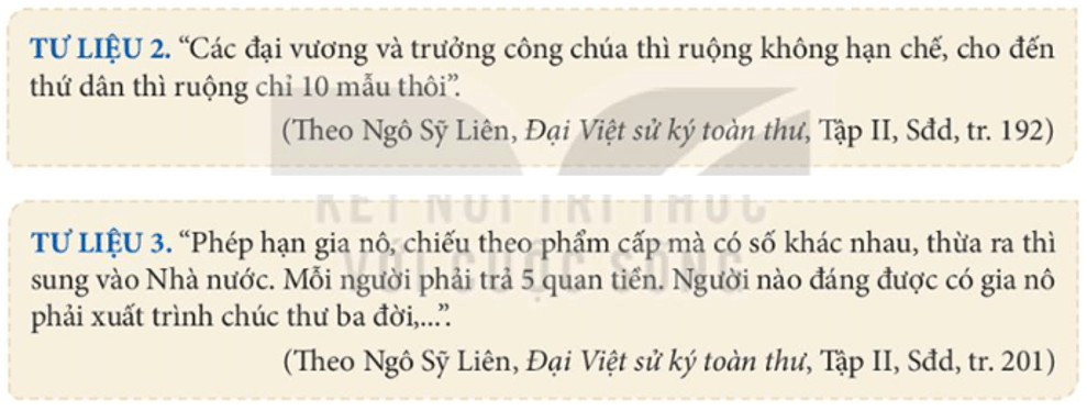 Khai thác tư liệu 2, 3 và thông tin trong mục trình bày nội dung cuộc cải cách của Hồ Quý Ly và triều Hồ