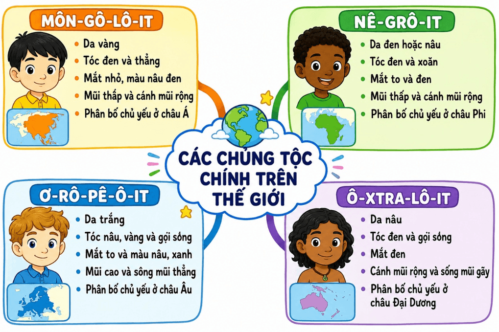 Lịch Sử và Địa Lí lớp 5 Kết nối tri thức Bài 23: Dân số và các chủng tộc chính trên thế giới