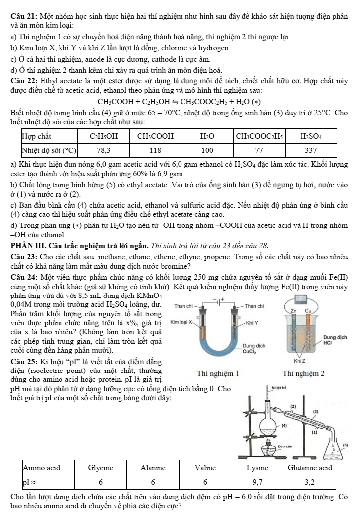 Đề thi thử Hóa Tốt nghiệp THPT 2025-2026 Sở Thái Nguyên (Lần 2)