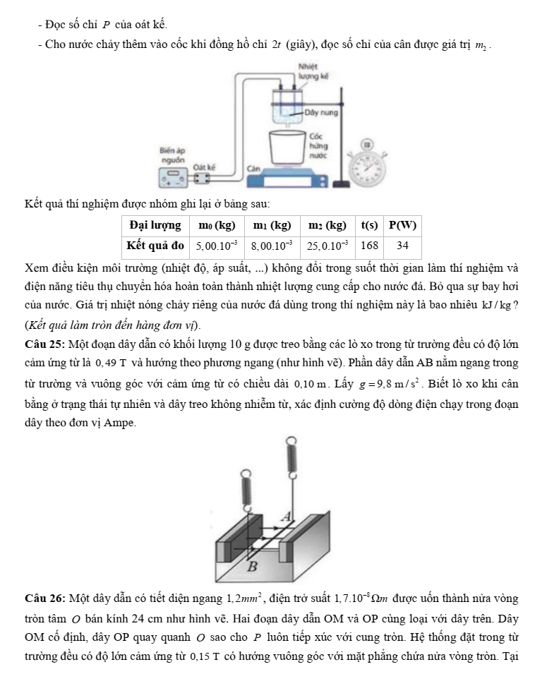 Đề thi thử Vật Lí Tốt nghiệp THPT 2025-2026 Sở Thanh Hóa (Mã 0301)