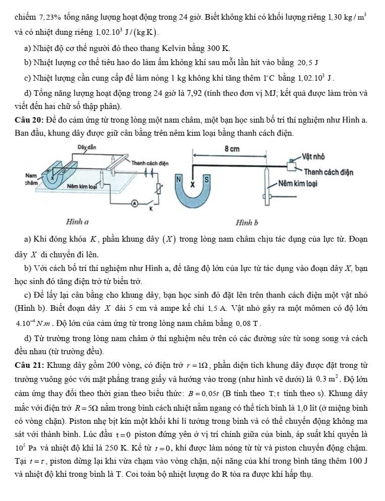 Đề thi thử Vật Lí Tốt nghiệp 2025-2026 trường THPT Nguyễn Thị Minh Khai (Hà Nội)