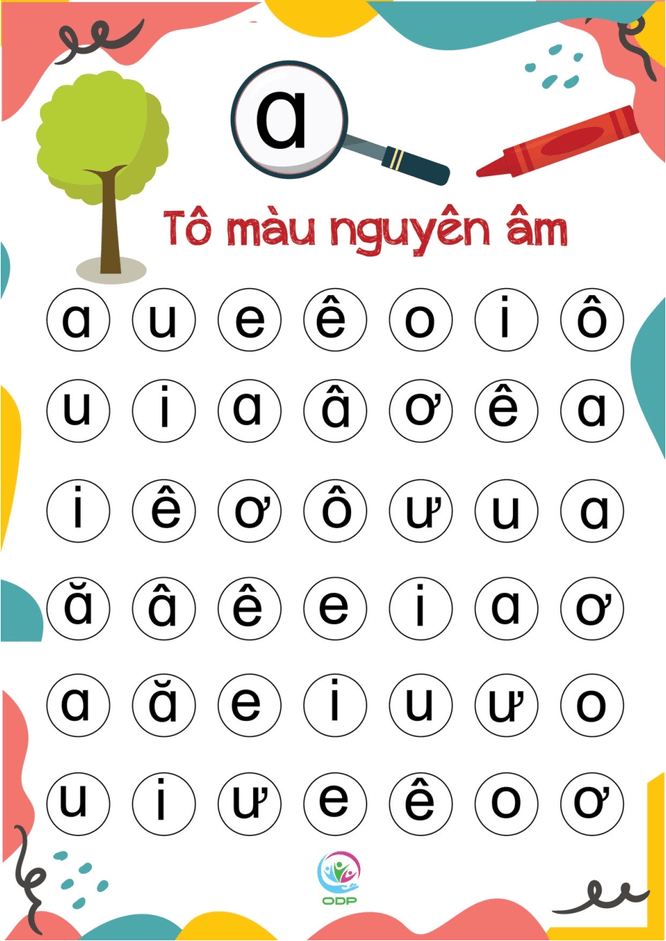 Cùng bé tô màu nguyên âm