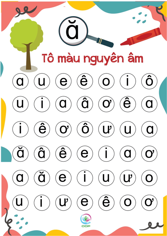 Cùng bé tô màu nguyên âm