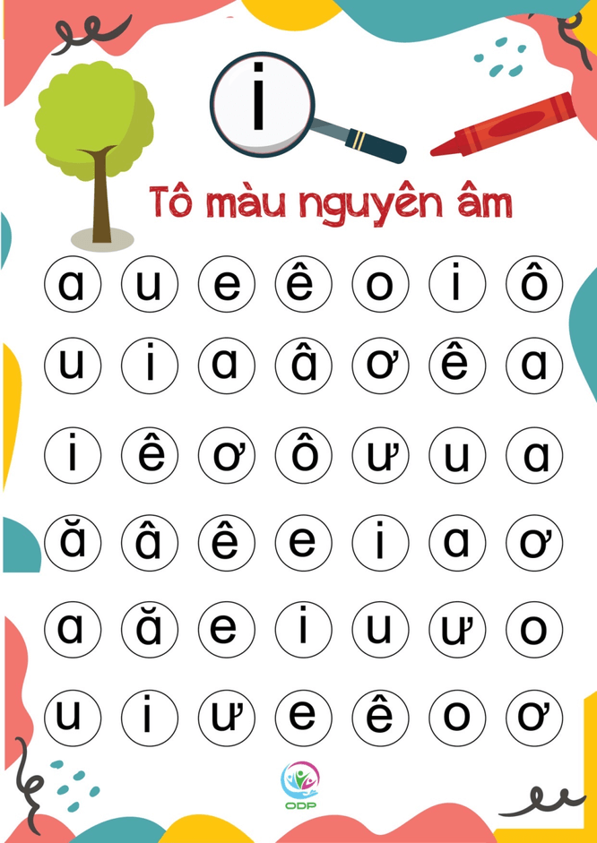 Cùng bé tô màu nguyên âm