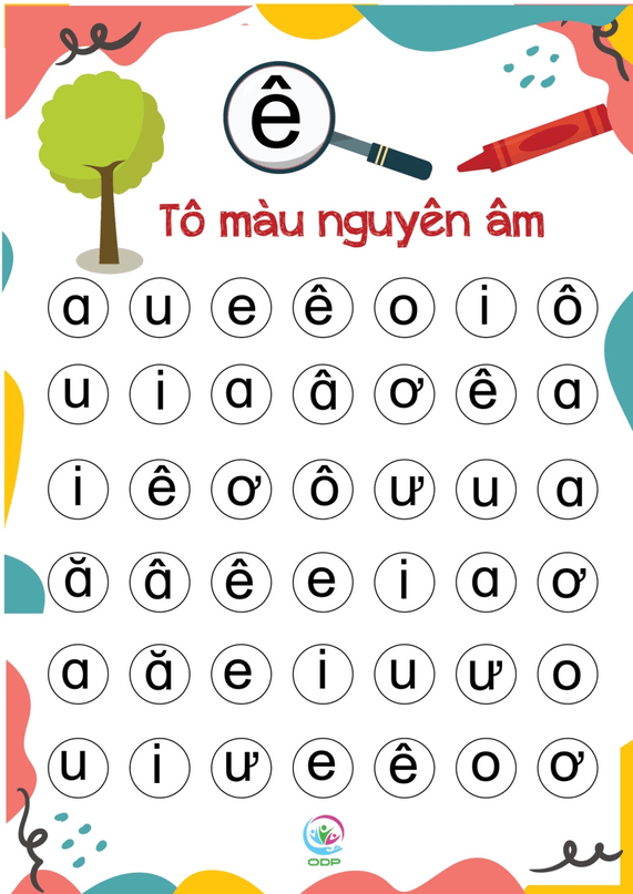 Cùng bé tô màu nguyên âm