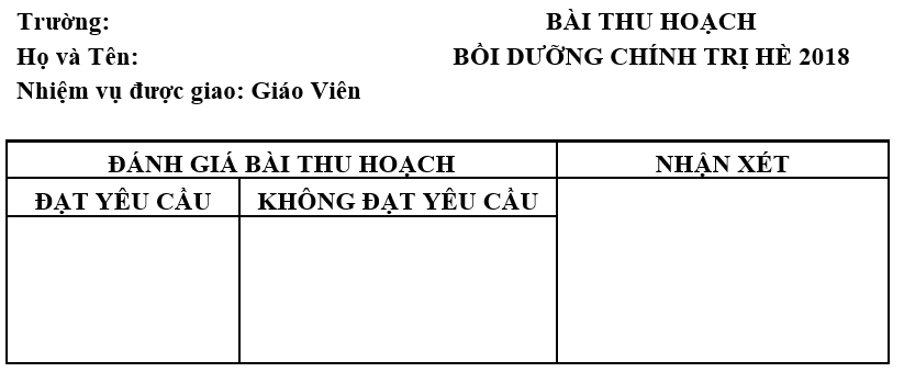 Bài thu hoạch chính trị hè 2018 giáo viên