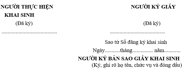 Bản sao giấy khai sinh