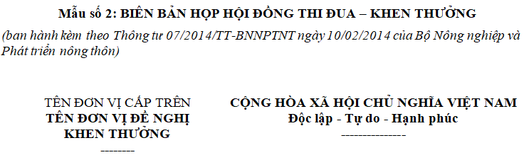 Biên bản họp hội đồng Thi Đua - Khen Thưởng