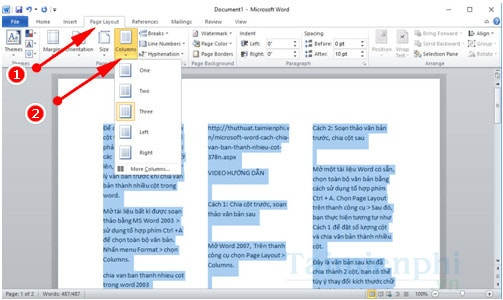 Cách chia văn bản thành nhiều cột trong Word