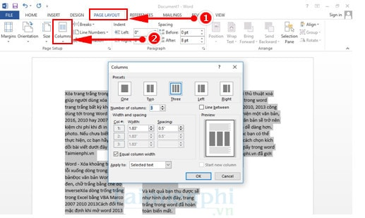 Cách chia văn bản thành nhiều cột trong Word