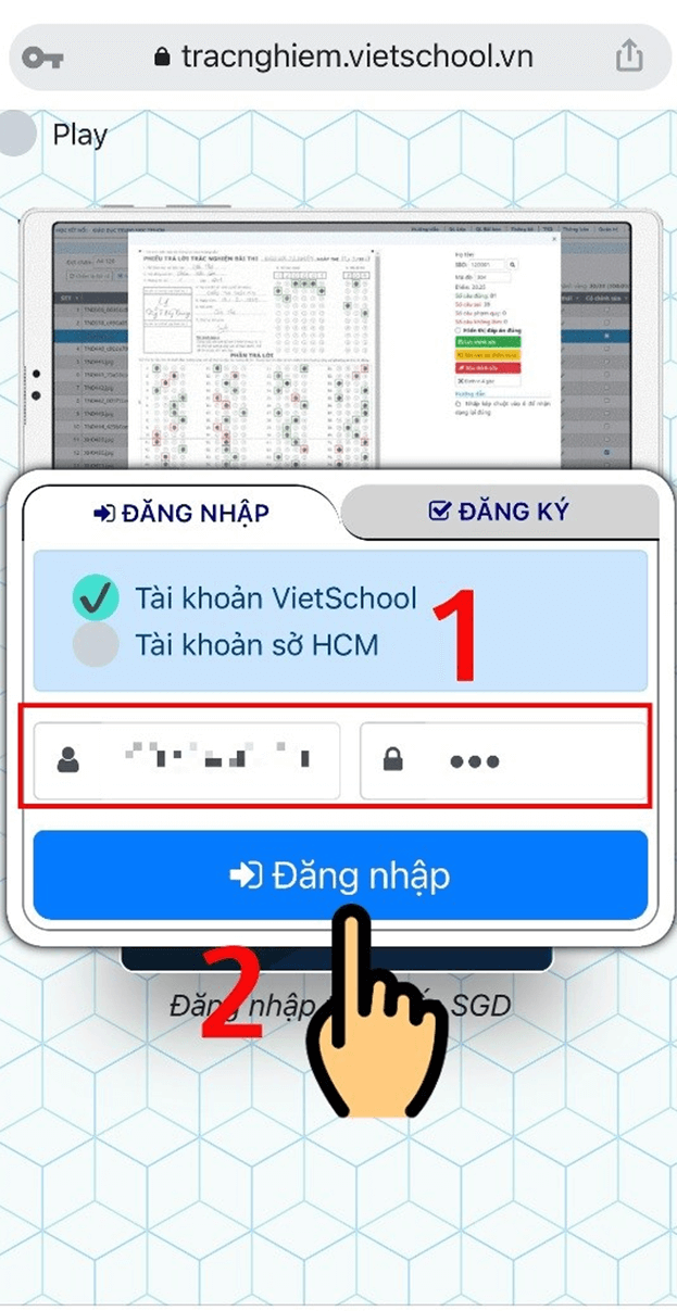 Cách đăng nhập tracnghiem.vietschool.vn làm bài tập cho học sinh