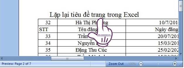 Cách lặp lại tiêu đề trong Excel 2007, 2010 và 2013 khi in