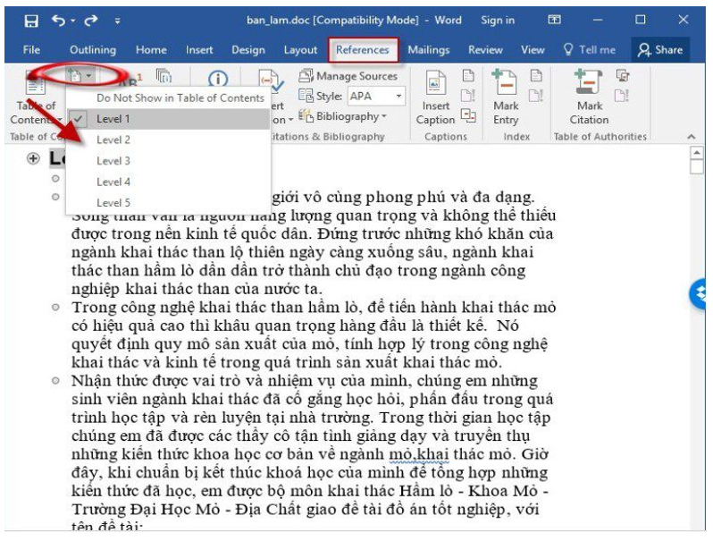 Cách tạo mục lục tự động trong word 2016 dễ hiểu nhất