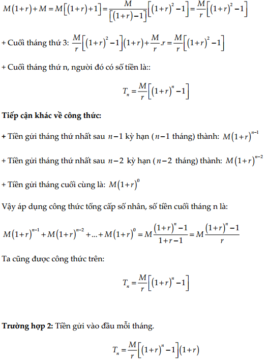 Công thức tính lãi kép thường gặp trong đề thi THPTQG