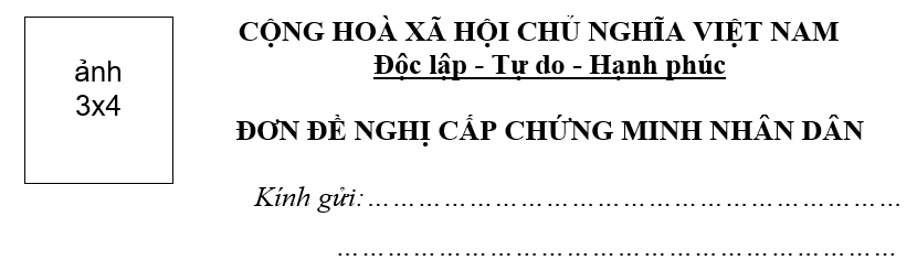 Đơn đề nghị cấp chứng minh nhân dân