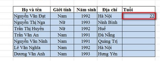 Excel - Hàm TODAY, Hàm trả về ngày hiện tại, Ví dụ minh họa