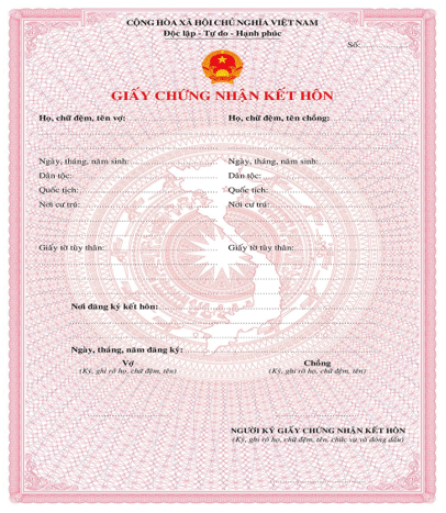 Giấy chứng nhận đăng kí kết hôn năm 2025 (mới nhất)