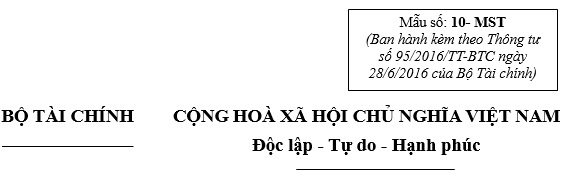 Giấy chứng nhận đăng kí thuế