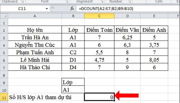 Hàm DCount trong Excel - Cách sử dụng hàm DCount